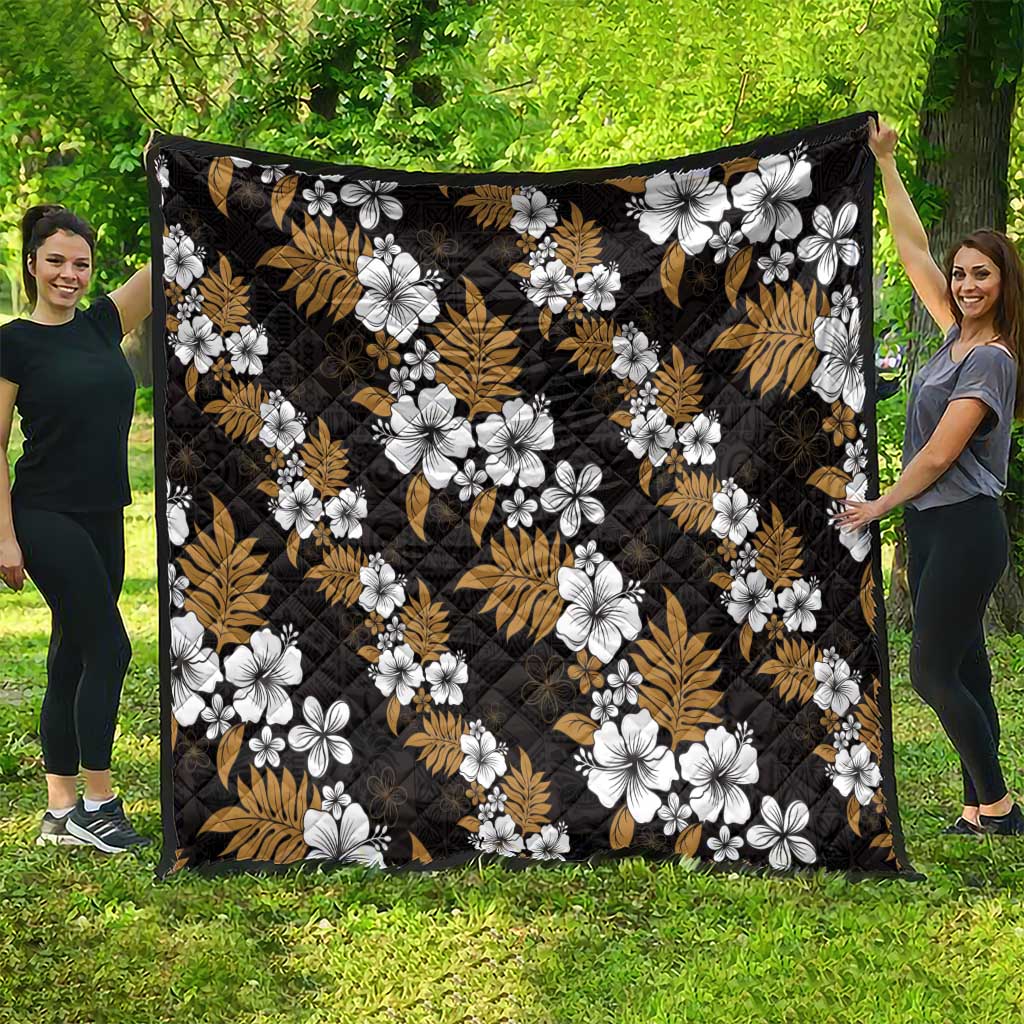 Hawaiian Hibiscus Tribal Floral Brown Quilt Polynesian Tapa Pattern LT01 - Polynesian Pride