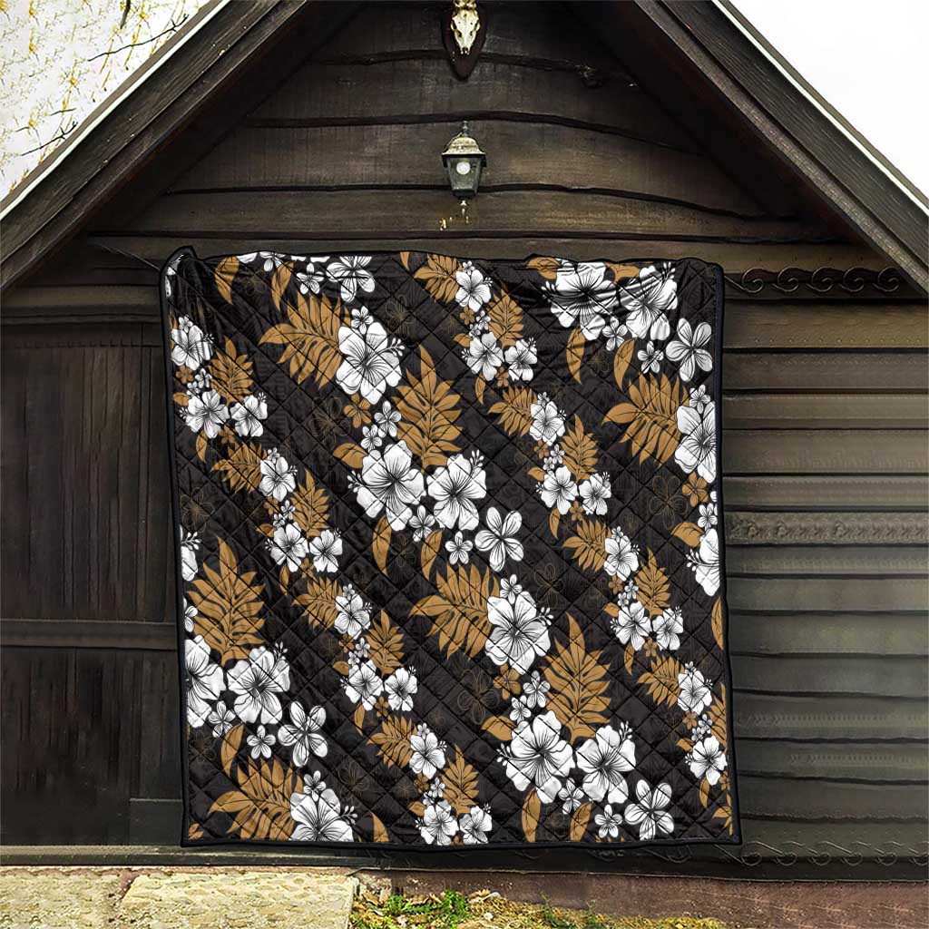 Hawaiian Hibiscus Tribal Floral Brown Quilt Polynesian Tapa Pattern LT01 - Polynesian Pride