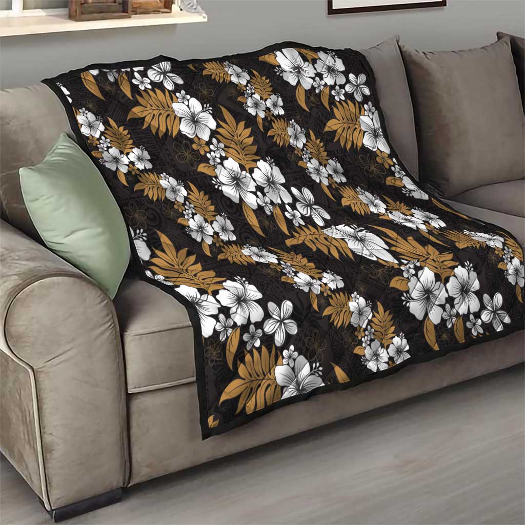 Hawaiian Hibiscus Tribal Floral Brown Quilt Polynesian Tapa Pattern LT01 - Polynesian Pride