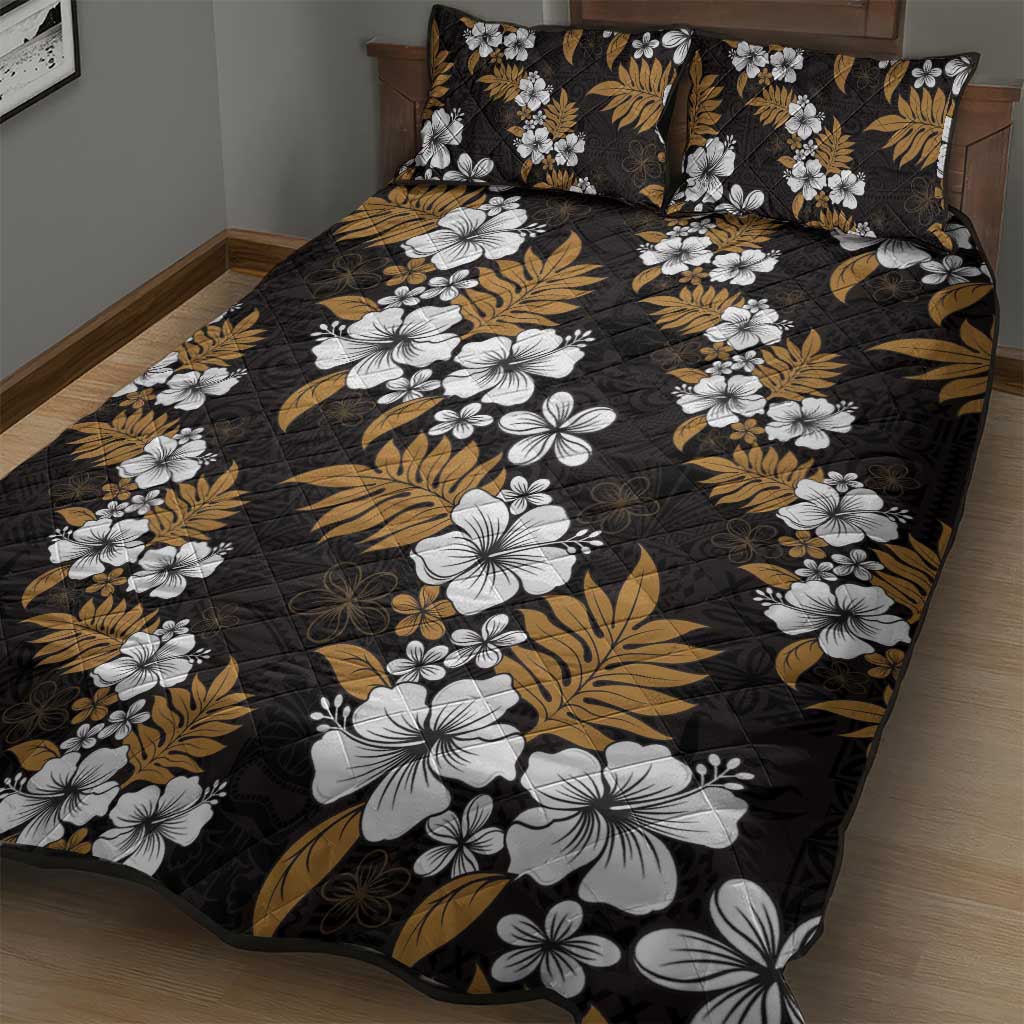 Hawaiian Hibiscus Tribal Floral Brown Quilt Bed Set Polynesian Tapa Pattern LT01 - Polynesian Pride