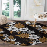 Hawaiian Hibiscus Tribal Floral Brown Round Carpet Polynesian Tapa Pattern LT01 - Polynesian Pride