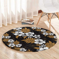 Hawaiian Hibiscus Tribal Floral Brown Round Carpet Polynesian Tapa Pattern LT01 - Polynesian Pride