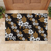 Hawaiian Hibiscus Tribal Floral Brown Rubber Doormat Polynesian Tapa Pattern LT01 Brown - Polynesian Pride