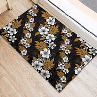 Hawaiian Hibiscus Tribal Floral Brown Rubber Doormat Polynesian Tapa Pattern LT01 - Polynesian Pride