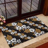 Hawaiian Hibiscus Tribal Floral Brown Rubber Doormat Polynesian Tapa Pattern LT01 - Polynesian Pride