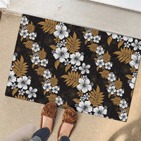 Hawaiian Hibiscus Tribal Floral Brown Rubber Doormat Polynesian Tapa Pattern LT01 - Polynesian Pride
