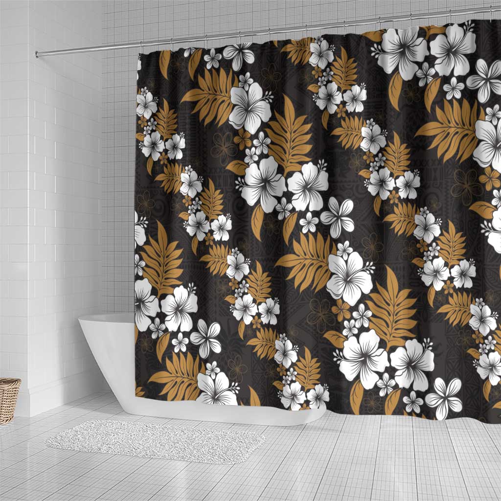 Hawaiian Hibiscus Tribal Floral Brown Shower Curtain Polynesian Tapa Pattern LT01 - Polynesian Pride