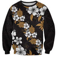 Hawaiian Hibiscus Tribal Floral Brown Sweatshirt Polynesian Tapa Pattern LT01 Unisex Brown - Polynesian Pride