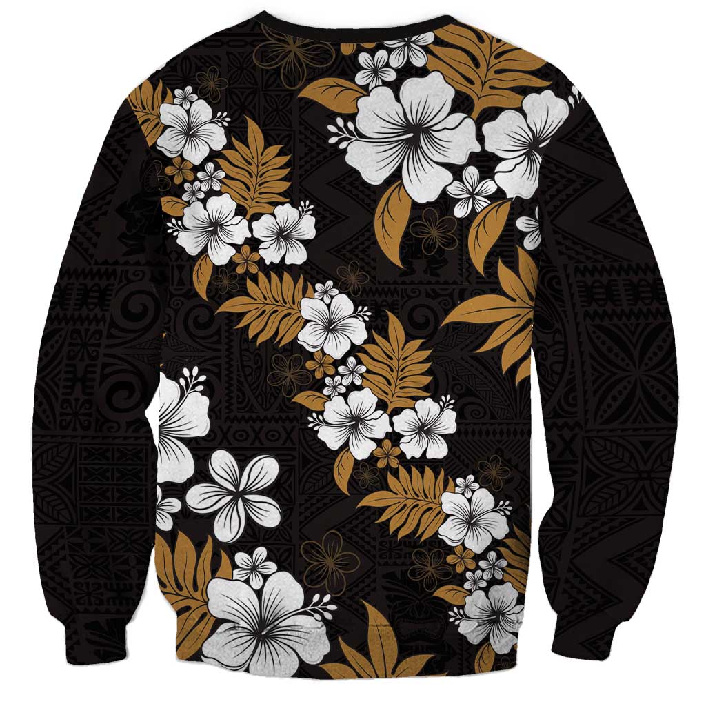 Hawaiian Hibiscus Tribal Floral Brown Sweatshirt Polynesian Tapa Pattern LT01 - Polynesian Pride