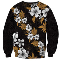 Hawaiian Hibiscus Tribal Floral Brown Sweatshirt Polynesian Tapa Pattern LT01 - Polynesian Pride