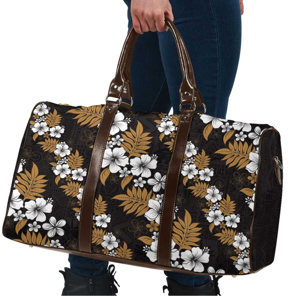 Hawaiian Hibiscus Tribal Floral Brown Travel Bag Polynesian Tapa Pattern LT01 - Polynesian Pride