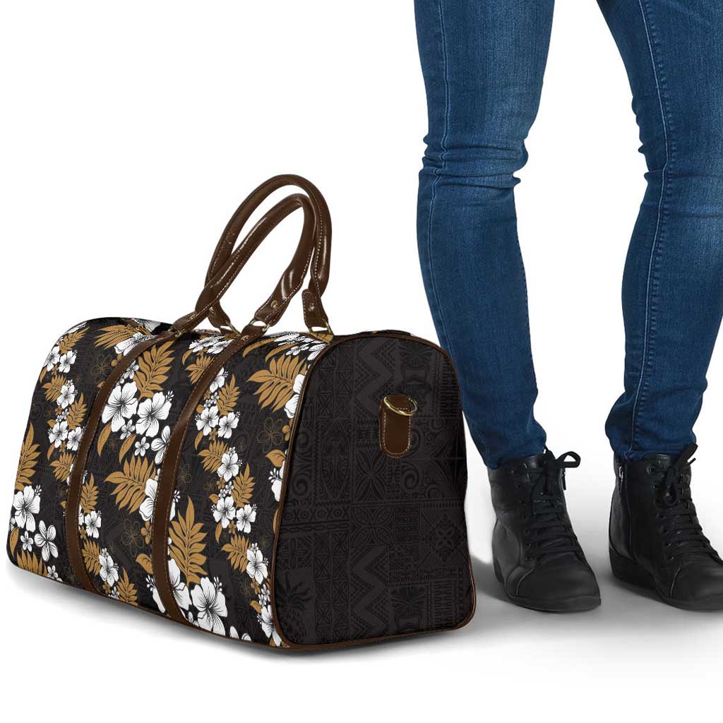 Hawaiian Hibiscus Tribal Floral Brown Travel Bag Polynesian Tapa Pattern LT01 - Polynesian Pride