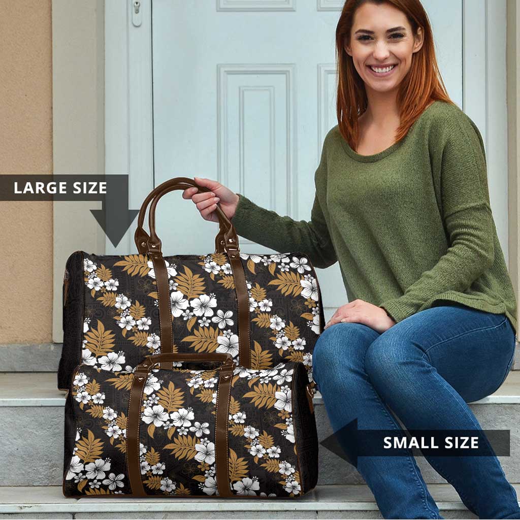 Hawaiian Hibiscus Tribal Floral Brown Travel Bag Polynesian Tapa Pattern LT01 - Polynesian Pride