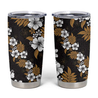 Hawaiian Hibiscus Tribal Floral Brown Tumbler Cup Polynesian Tapa Pattern LT01 Brown - Polynesian Pride