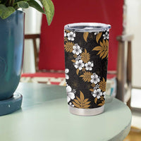 Hawaiian Hibiscus Tribal Floral Brown Tumbler Cup Polynesian Tapa Pattern LT01 - Polynesian Pride