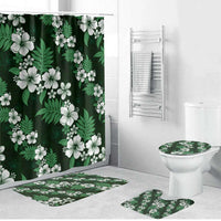 Hawaiian Hibiscus Tribal Floral Green Bathroom Set Polynesian Tapa Pattern LT01 Bathroom Set (4 pcs) Green - Polynesian Pride