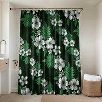 Hawaiian Hibiscus Tribal Floral Green Bathroom Set Polynesian Tapa Pattern LT01 Shower Curtain Only Green - Polynesian Pride