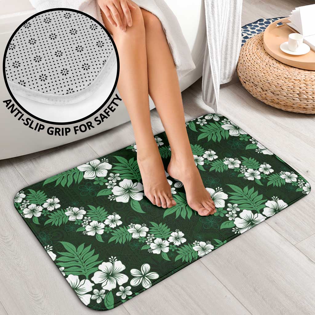 Hawaiian Hibiscus Tribal Floral Green Bathroom Set Polynesian Tapa Pattern LT01 - Polynesian Pride