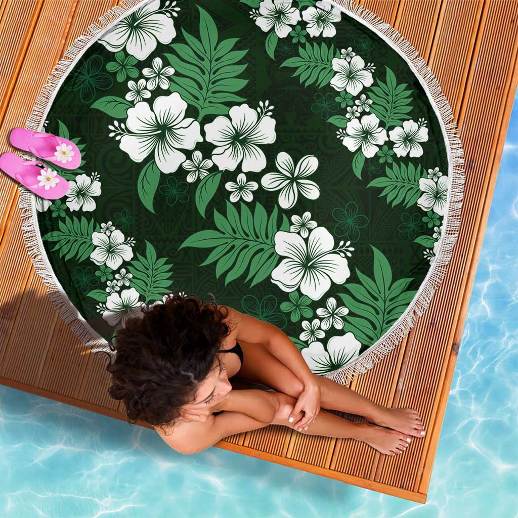 Hawaiian Hibiscus Tribal Floral Green Beach Blanket Polynesian Tapa Pattern LT01 - Polynesian Pride