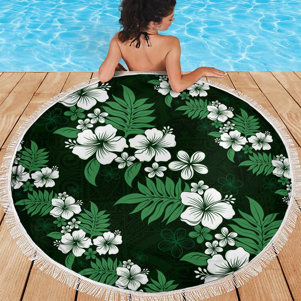Hawaiian Hibiscus Tribal Floral Green Beach Blanket Polynesian Tapa Pattern LT01 - Polynesian Pride