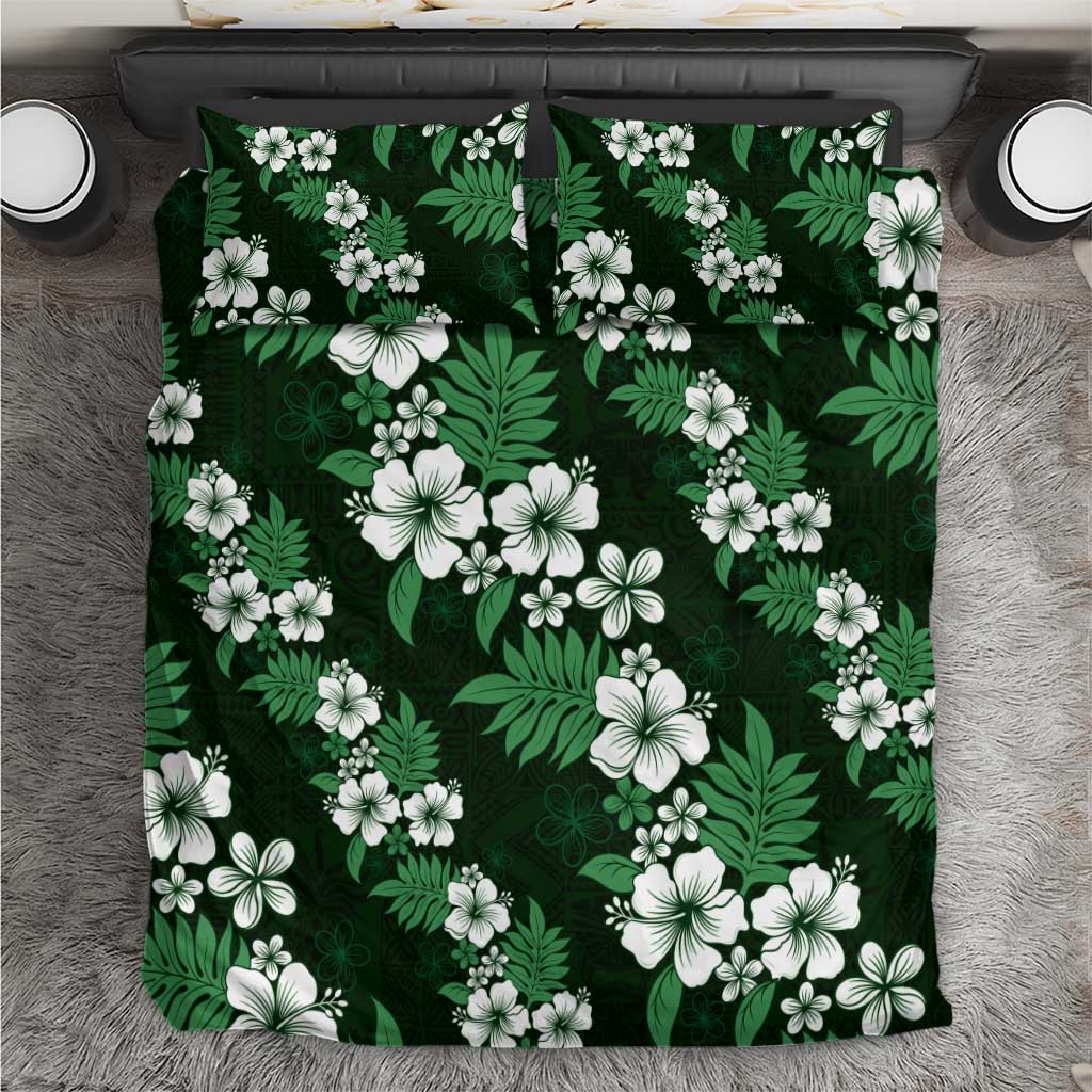 Hawaiian Hibiscus Tribal Floral Green Bedding Set Polynesian Tapa Pattern LT01 Green - Polynesian Pride