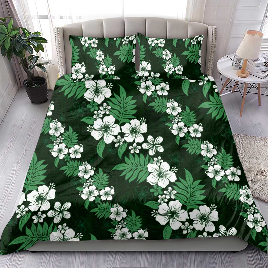 Hawaiian Hibiscus Tribal Floral Green Bedding Set Polynesian Tapa Pattern LT01 - Polynesian Pride