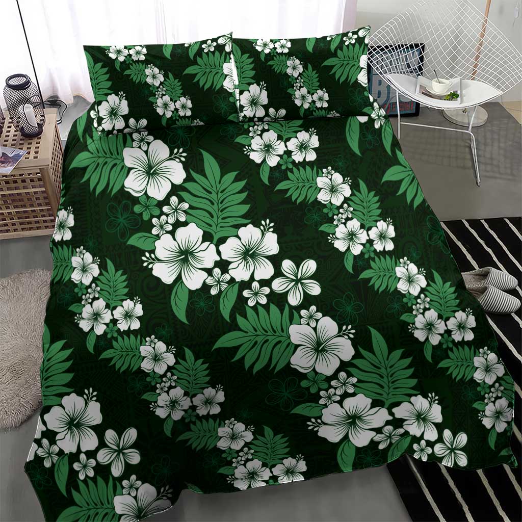 Hawaiian Hibiscus Tribal Floral Green Bedding Set Polynesian Tapa Pattern LT01 - Polynesian Pride