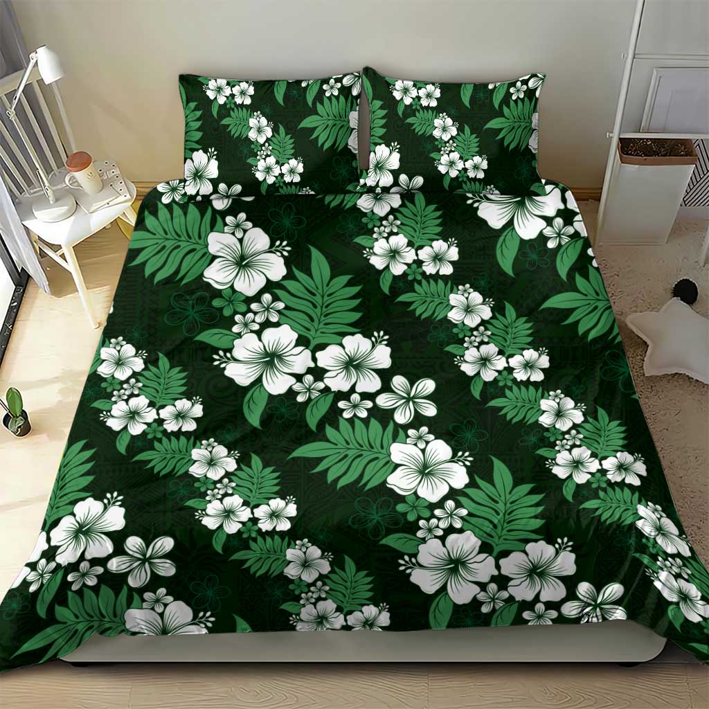 Hawaiian Hibiscus Tribal Floral Green Bedding Set Polynesian Tapa Pattern LT01 - Polynesian Pride