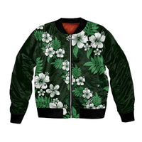 Hawaiian Hibiscus Tribal Floral Green Bomber Jacket Polynesian Tapa Pattern LT01 Unisex Green - Polynesian Pride
