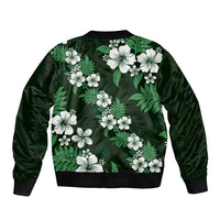 Hawaiian Hibiscus Tribal Floral Green Bomber Jacket Polynesian Tapa Pattern LT01 - Polynesian Pride