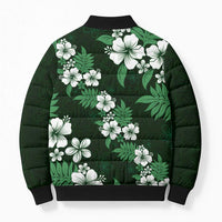 Hawaiian Hibiscus Tribal Floral Green Bomber Puffer Jacket Polynesian Tapa Pattern LT01 - Polynesian Pride