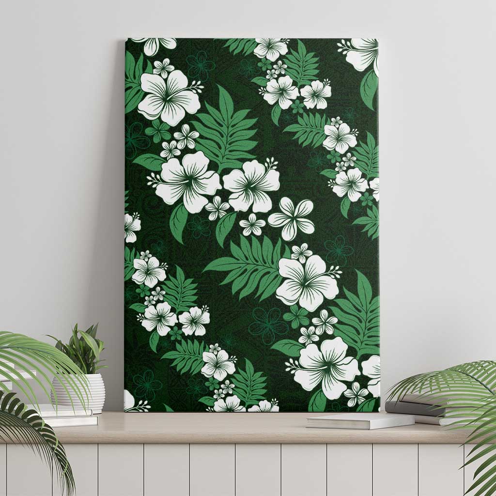 Hawaiian Hibiscus Tribal Floral Green Canvas Wall Art Polynesian Tapa Pattern LT01 - Polynesian Pride