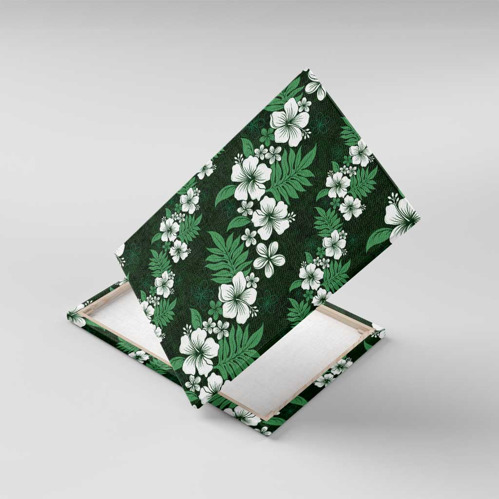 Hawaiian Hibiscus Tribal Floral Green Canvas Wall Art Polynesian Tapa Pattern LT01 With Frame Green - Polynesian Pride