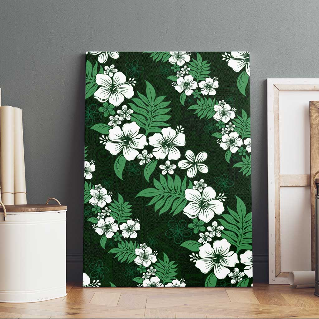 Hawaiian Hibiscus Tribal Floral Green Canvas Wall Art Polynesian Tapa Pattern LT01 - Polynesian Pride
