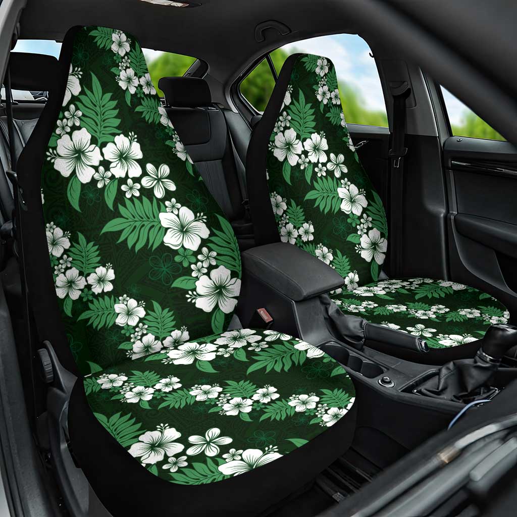 Hawaiian Hibiscus Tribal Floral Green Car Seat Cover Polynesian Tapa Pattern LT01 One Size Green - Polynesian Pride