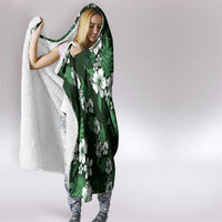 Hawaiian Hibiscus Tribal Floral Green Hooded Blanket Polynesian Tapa Pattern LT01 - Polynesian Pride