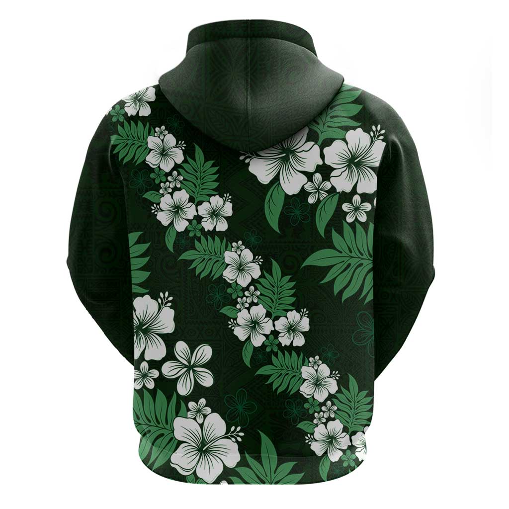 Hawaiian Hibiscus Tribal Floral Green Hoodie Polynesian Tapa Pattern LT01 - Polynesian Pride