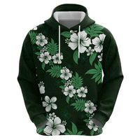 Hawaiian Hibiscus Tribal Floral Green Hoodie Polynesian Tapa Pattern LT01 - Polynesian Pride