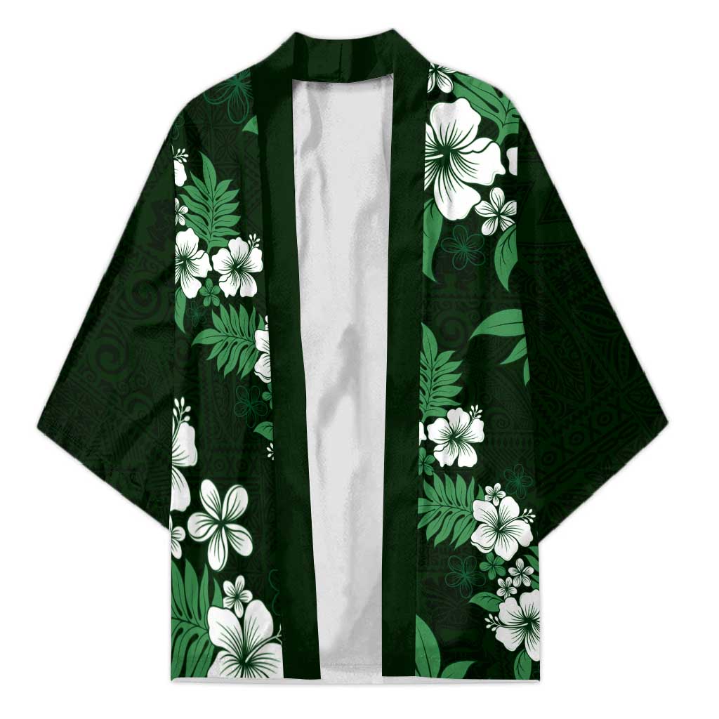 Hawaiian Hibiscus Tribal Floral Green Kimono Polynesian Tapa Pattern LT01 Unisex Green - Polynesian Pride