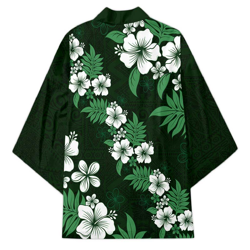 Hawaiian Hibiscus Tribal Floral Green Kimono Polynesian Tapa Pattern LT01 - Polynesian Pride