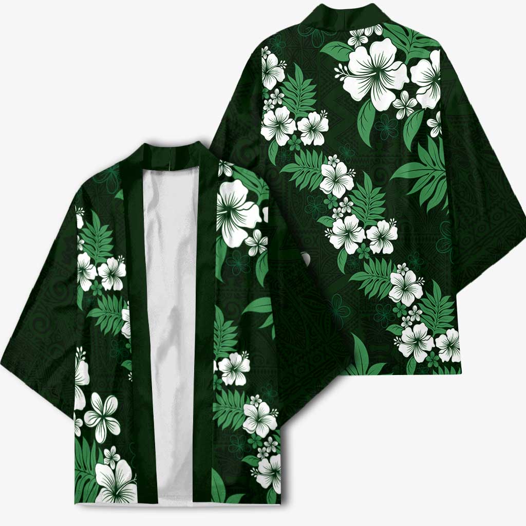 Hawaiian Hibiscus Tribal Floral Green Kimono Polynesian Tapa Pattern LT01 - Polynesian Pride