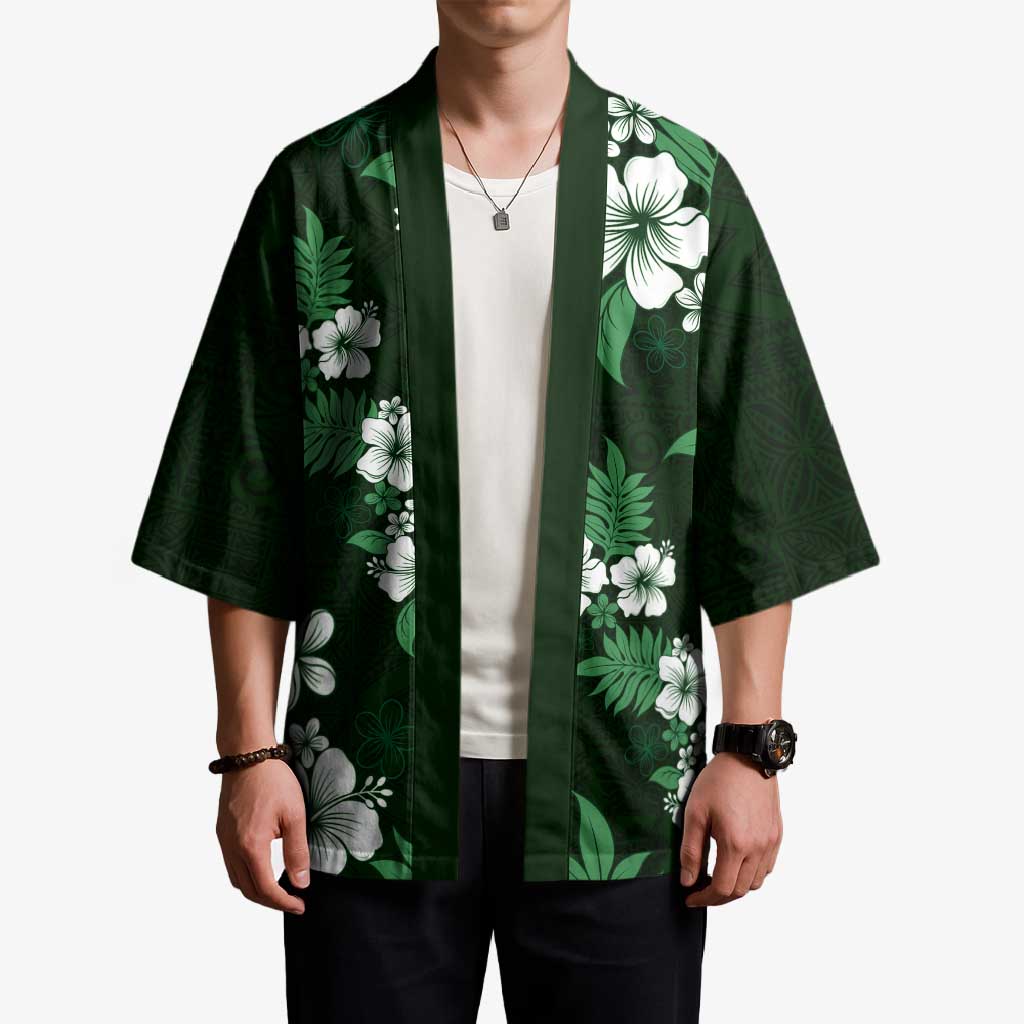 Hawaiian Hibiscus Tribal Floral Green Kimono Polynesian Tapa Pattern LT01 - Polynesian Pride