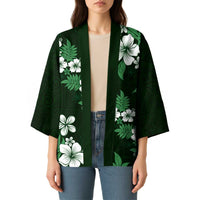 Hawaiian Hibiscus Tribal Floral Green Kimono Polynesian Tapa Pattern LT01 - Polynesian Pride