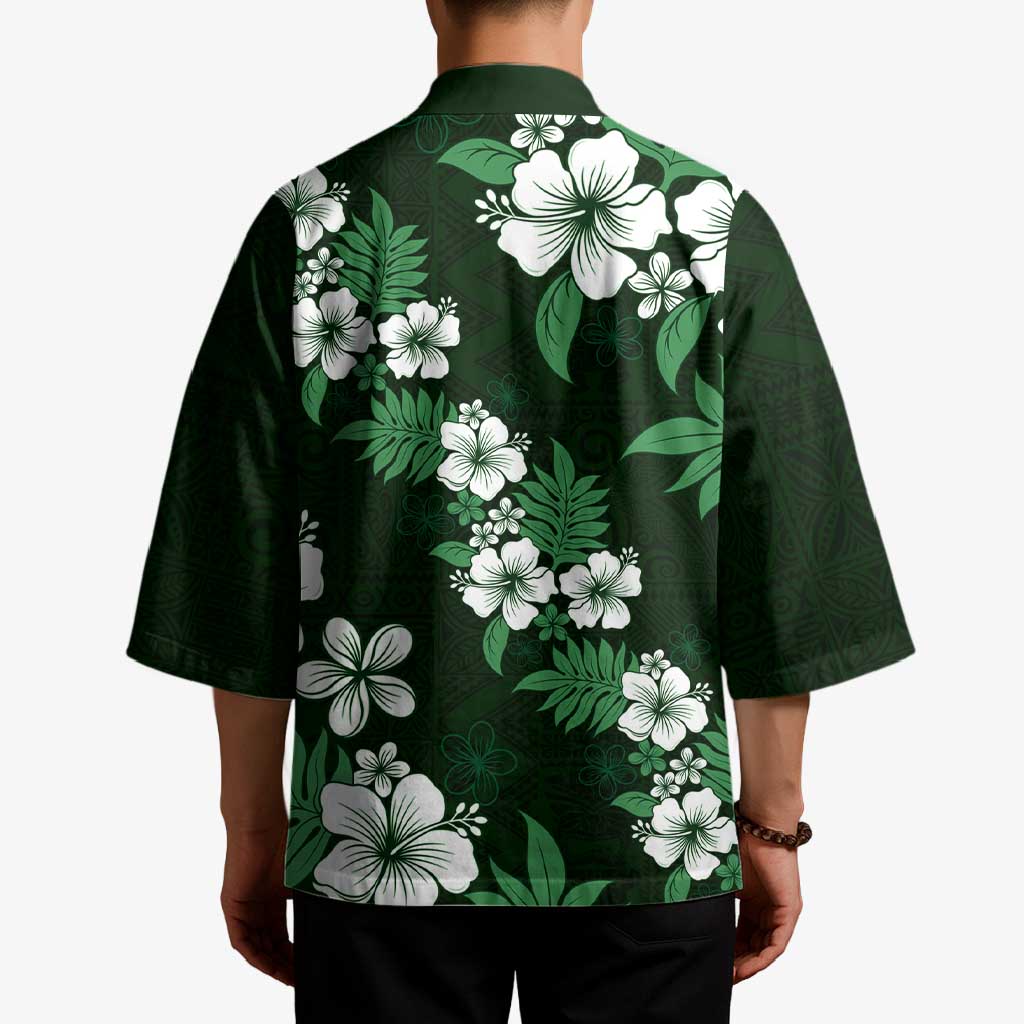 Hawaiian Hibiscus Tribal Floral Green Kimono Polynesian Tapa Pattern LT01 - Polynesian Pride