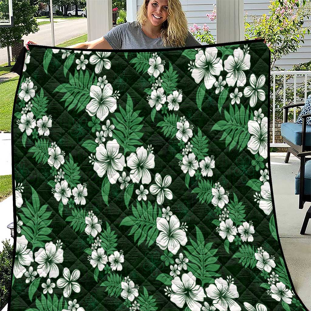 Hawaiian Hibiscus Tribal Floral Green Quilt Polynesian Tapa Pattern LT01 Green - Polynesian Pride