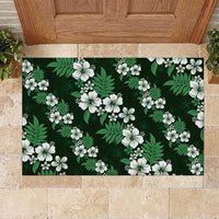 Hawaiian Hibiscus Tribal Floral Green Rubber Doormat Polynesian Tapa Pattern LT01 Green - Polynesian Pride