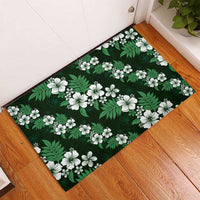 Hawaiian Hibiscus Tribal Floral Green Rubber Doormat Polynesian Tapa Pattern LT01 - Polynesian Pride