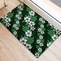 Hawaiian Hibiscus Tribal Floral Green Rubber Doormat Polynesian Tapa Pattern LT01 - Polynesian Pride