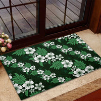 Hawaiian Hibiscus Tribal Floral Green Rubber Doormat Polynesian Tapa Pattern LT01 - Polynesian Pride