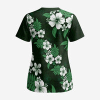 Hawaiian Hibiscus Tribal Floral Green Scrub Top Polynesian Tapa Pattern LT01 - Polynesian Pride